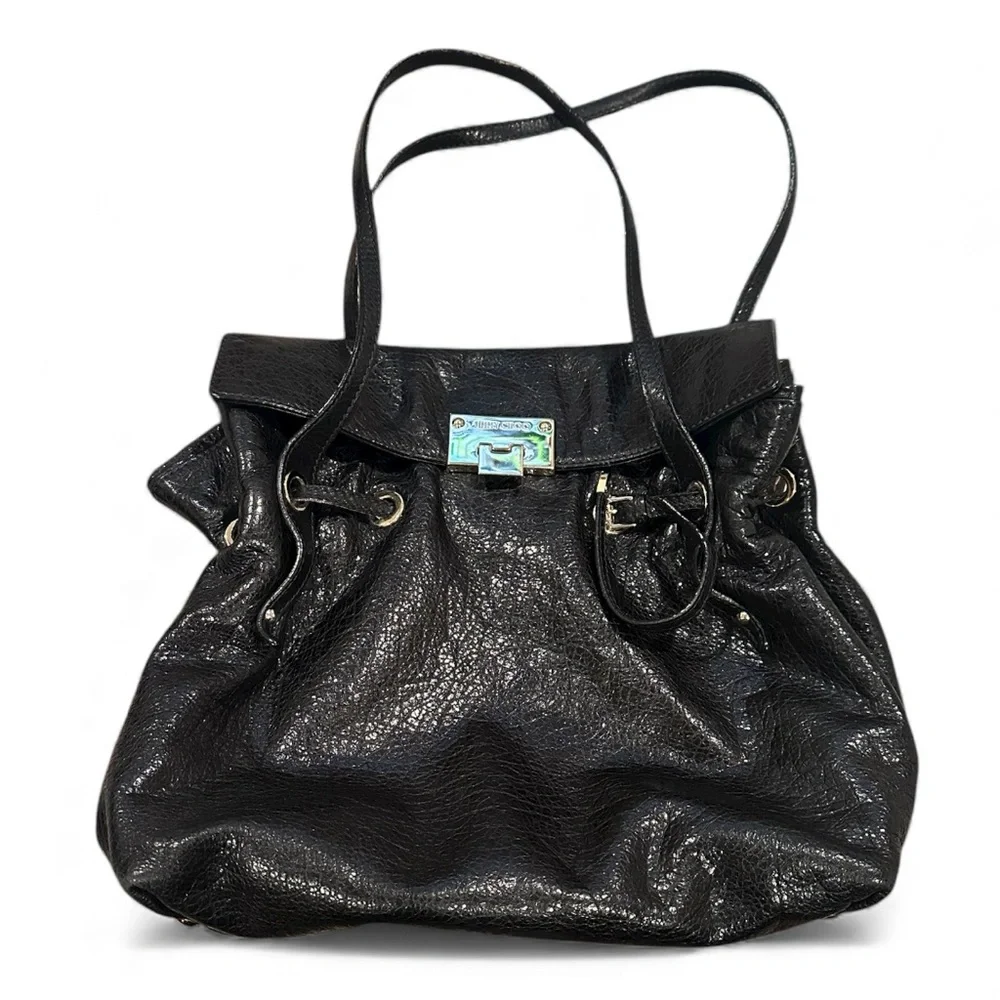 JIMMY CHOO BLACK SOFT LEATHER Luxury Old Money HANDBAG